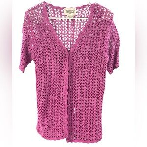 Jessica Sport Crochet Knit Cardigan